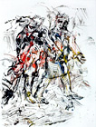 lfarbe und Tusche mit Feder auf Papier