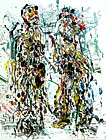 lfarbe und Tusche mit Feder auf Papier