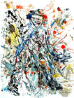 lfarbe und Tusche mit Feder auf Papier