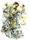lfarbe und Tusche mit Feder auf Papier