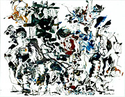 lfarbe und Tusche mit Feder auf Papier