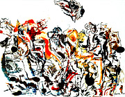 lfarbe und Tusche mit Feder auf Papier