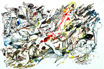 lfarbe und Tusche mit Feder auf Papier
