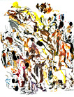 lfarbe und Tusche mit Feder auf Papier