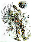 lfarbe und Tusche mit Feder auf Papier