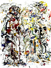 lfarbe und Tusche mit Feder auf Papier