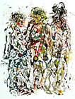 lfarbe und Tusche mit Feder auf Papier