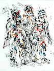 lfarbe und Tusche mit Feder auf Papier