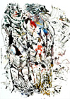lfarbe und Tusche mit Feder auf Papier
